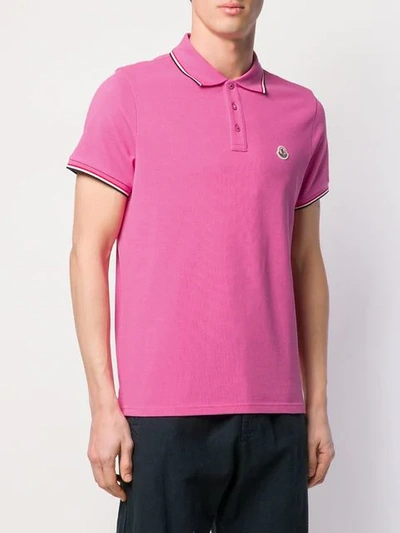 Shop Moncler Short Sleeved Polo Shirt In Pink