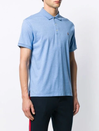 Shop Polo Ralph Lauren Embroidered Logo Polo Shirt In Blue