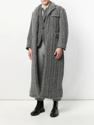 Shop Thom Browne Horseshoe-knit Wool Chesterfield Overcoat - Grey
