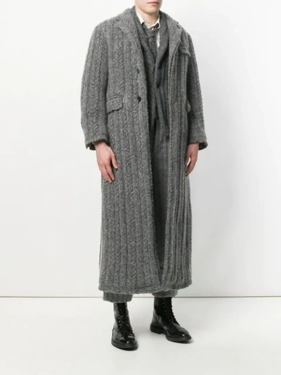 Shop Thom Browne Horseshoe-knit Wool Chesterfield Overcoat - Grey