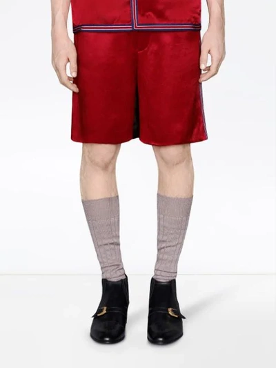 Shop Gucci Gg Star Track Shorts In Red