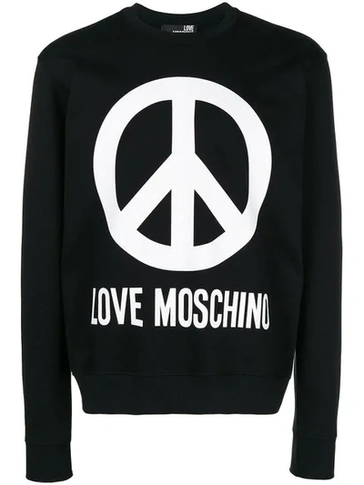 Shop Love Moschino Logo Print Sweatshirt In Black