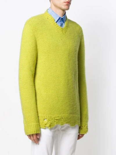 Shop Stella Mccartney Distressed Detail Sweater In Yellow