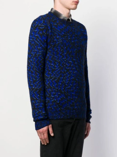 Shop Saint Laurent Chevron Pattern Knitted Jumper In Blue