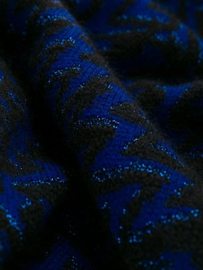 Shop Saint Laurent Chevron Pattern Knitted Jumper In Blue