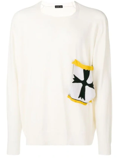 Shop Riccardo Comi Patch Crew Neck Sweater - White