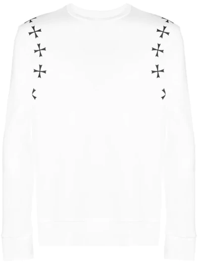 Shop Neil Barrett Military Cross-detail Sweatshirt - White