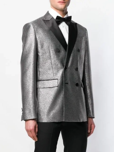 Shop Dsquared2 Double Breasted Blazer In Silver