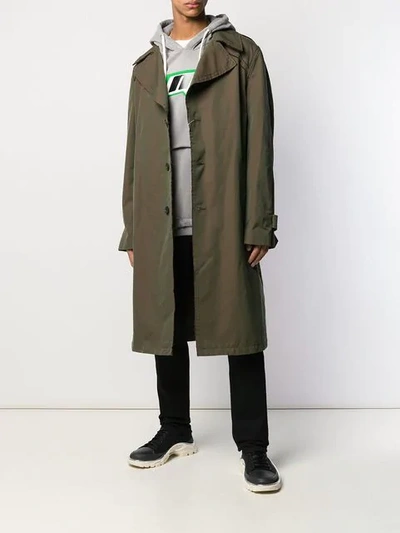 Shop Maison Margiela Single Breasted Trench Coat In 727 Green