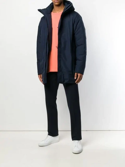 Shop Norse Projects Padded Parka Coat In Blue