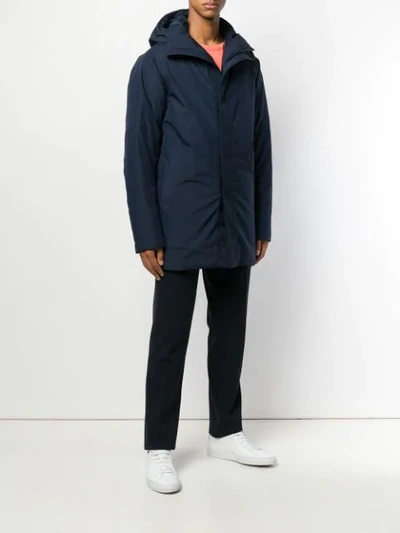 Shop Norse Projects Padded Parka Coat In Blue