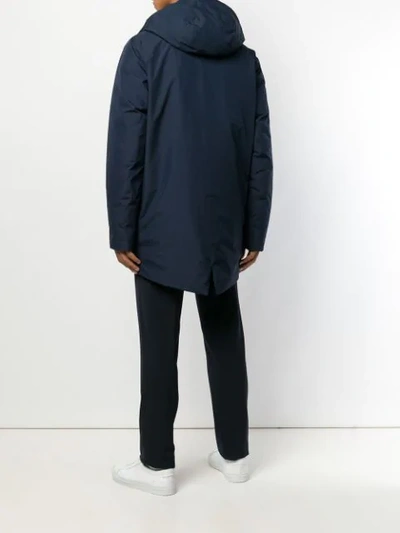 Shop Norse Projects Padded Parka Coat In Blue