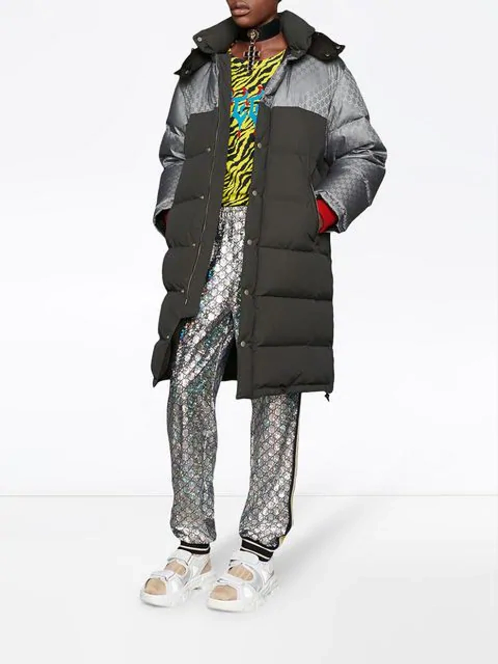 Gucci Laminated Sparkling Gg Jersey Jogging Pant In Silver ModeSens