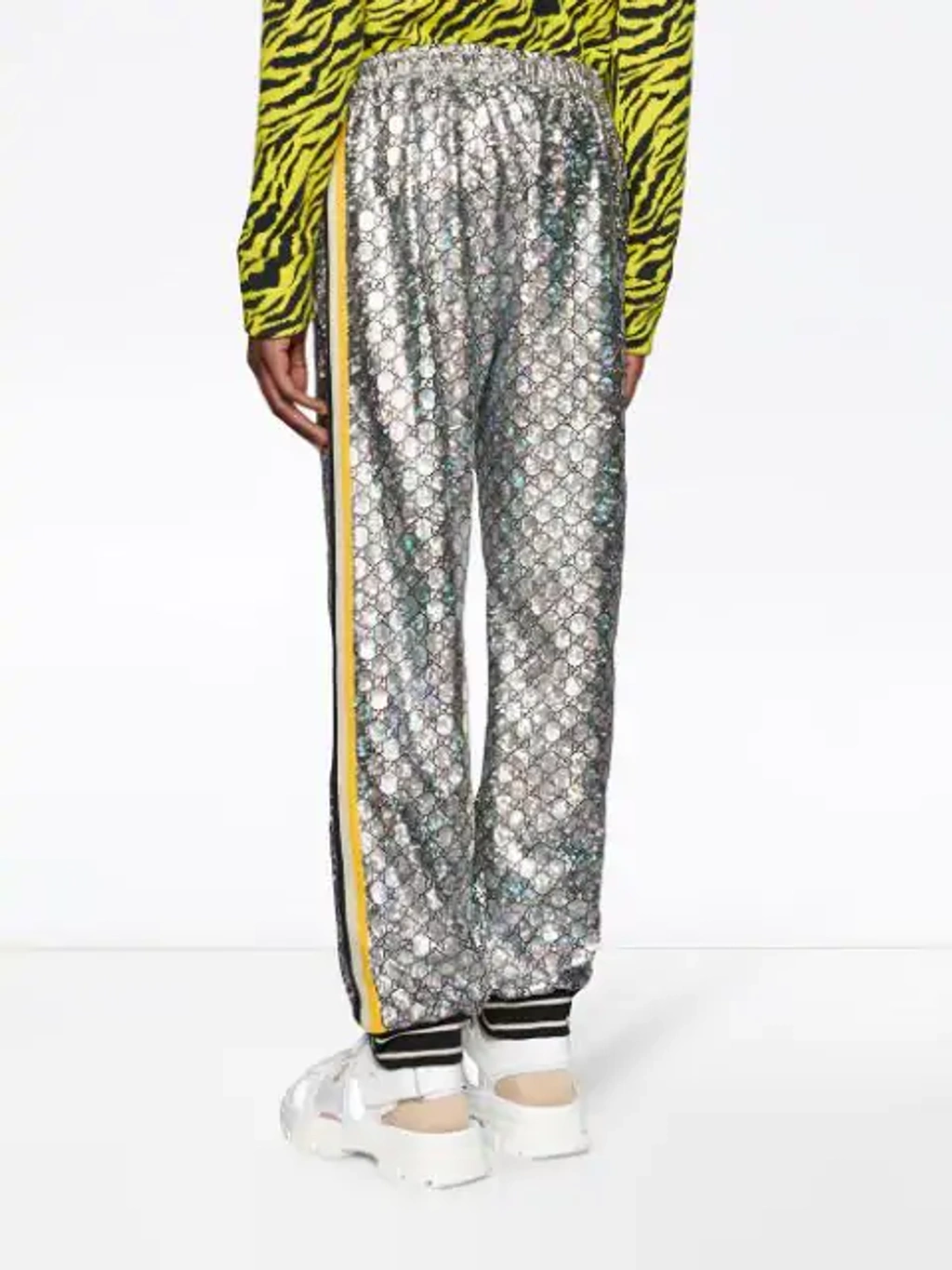 Gucci Laminated Sparkling Gg Jersey Jogging Pant In Silver ModeSens