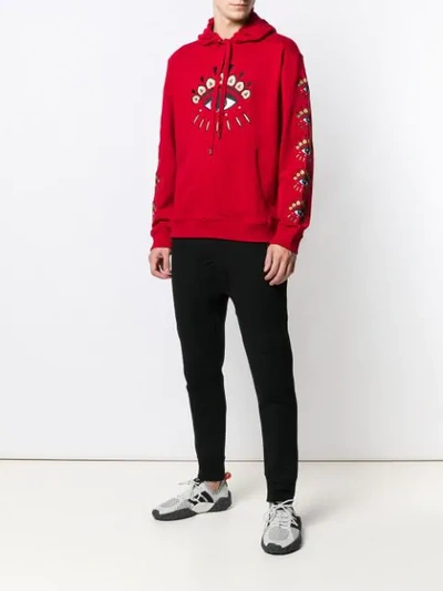 Shop Kenzo Eye Detail Hoodie In Red