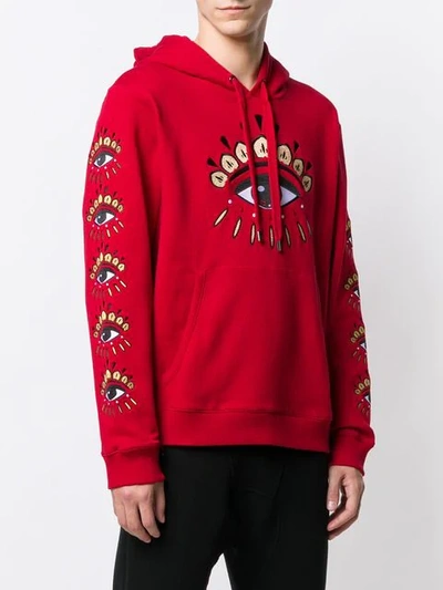 Shop Kenzo Eye Detail Hoodie In Red