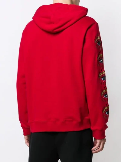 Shop Kenzo Eye Detail Hoodie In Red