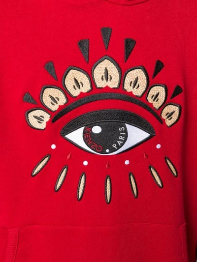Shop Kenzo Eye Detail Hoodie In Red