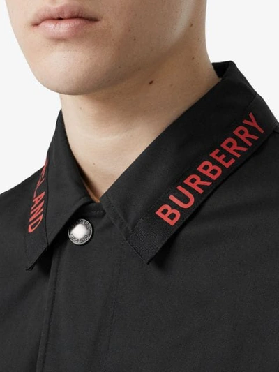 Shop Burberry Logo Detail Technical Cotton Blend Car Coat In Black
