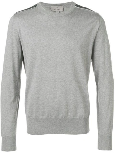 Shop Canali Shoulder Patch Jumper In Grey