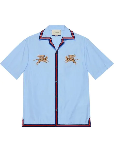 gucci tiger button up