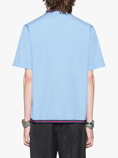 Shop Gucci Tiger Fil Coupé Bowling Shirt In Blue