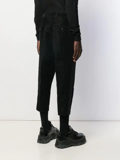 RICK OWENS SLIM CROPPED TROUSERS - 黑色