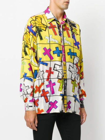 Pre-owned Versace 1990s Crossed Design Printed Shirt In Yellow