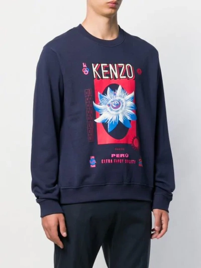 Shop Kenzo Logo Print Sweatshirt In Blue