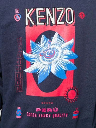 Shop Kenzo Logo Print Sweatshirt In Blue