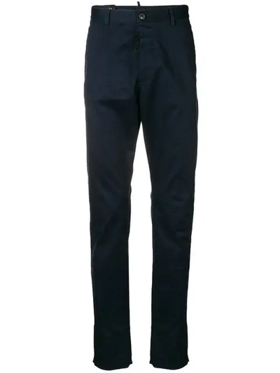 Shop Dsquared2 Cropped Chino Trousers In Blue