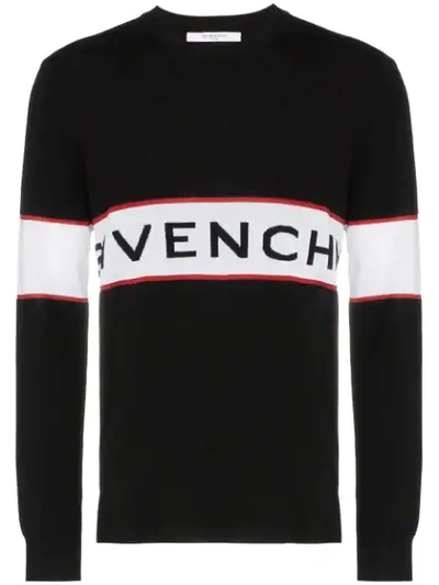 Shop Givenchy Logo-stripe Intarsia Jumper In Black