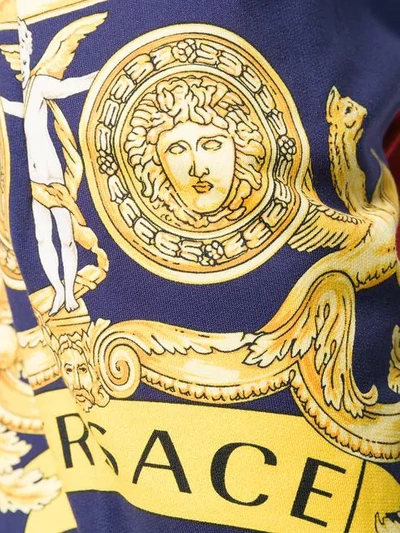 Shop Versace Crest Logo Track Pants In Blue