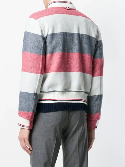 Shop Thom Browne Rugby Stripe Reversible Bomber In 960 Red/white/blue