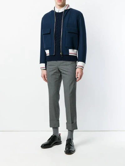 Shop Thom Browne Rugby Stripe Reversible Bomber In 960 Red/white/blue
