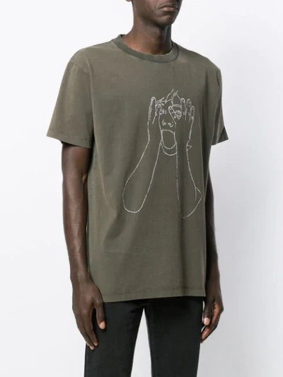 Shop Marcelo Burlon County Of Milan Sketch Print T-shirt In Green