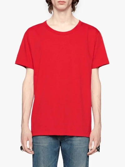 Shop Gucci Stamp Cotton T-shirt In Red