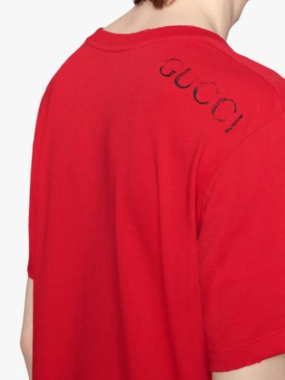 Shop Gucci Stamp Cotton T-shirt In Red