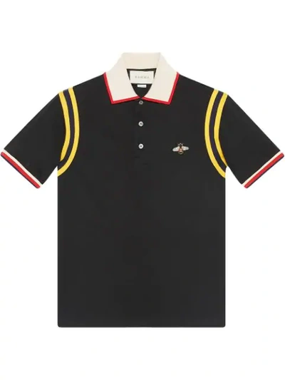 Shop Gucci Cotton Polo With Bee In Black