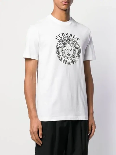 Shop Versace Embroidered Medusa Head T-shirt In White