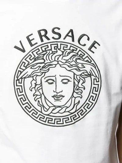 Shop Versace Embroidered Medusa Head T-shirt In White