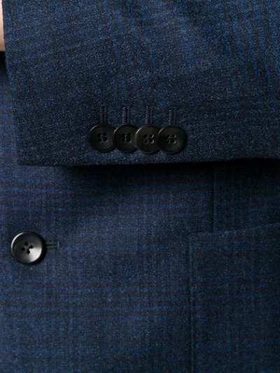 Shop Boglioli Check Print Suit Jacket In Blue