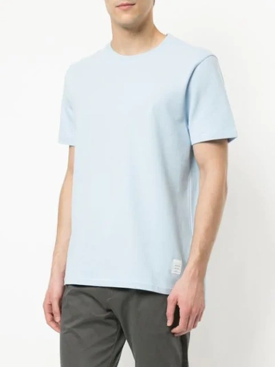 Shop Thom Browne Striped Trim Pique T-shirt In Blue