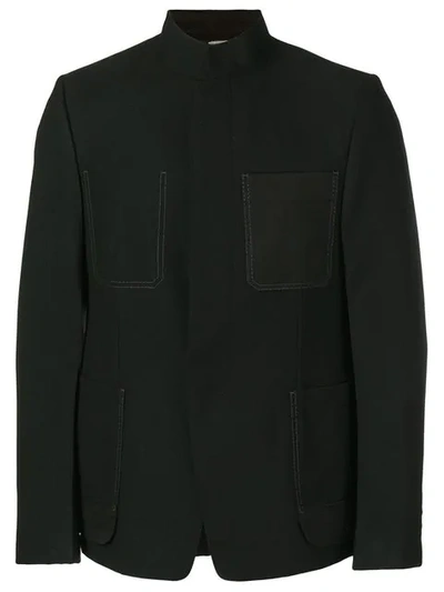 Shop Lanvin Contrast Stitching Blazer In Black