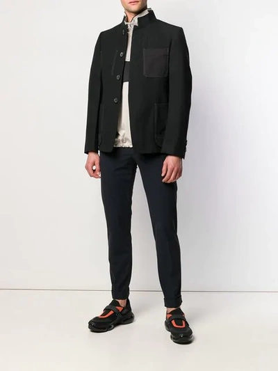 Shop Lanvin Contrast Stitching Blazer In Black