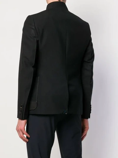 Shop Lanvin Contrast Stitching Blazer In Black