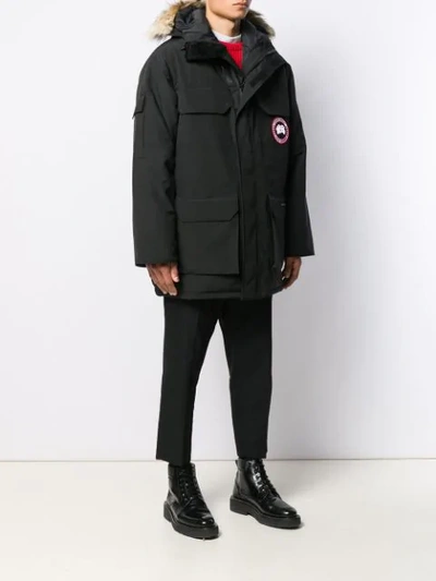 Shop Canada Goose Fur Trim Padded Coat In Black