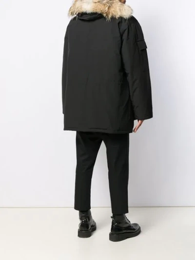 Shop Canada Goose Fur Trim Padded Coat In Black