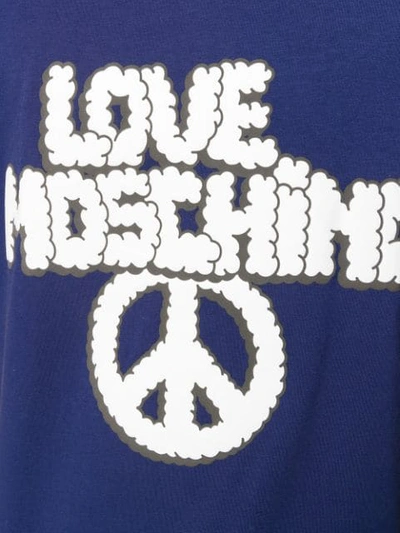 LOVE MOSCHINO LOGO & PEACE SIGN T-SHIRT - 蓝色