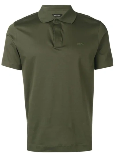 Shop Z Zegna Chest Logo Polo Shirt In Green